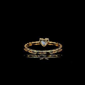 Anillo de Compromiso y Boda de Oro Amarillo de 9K con Diamante Cultivado en Laboratorio, Corte Corazón, Personalizado, de Lujo, para Mujer, Regalo de San Valentín, Certificado - Product Image 3