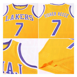 Custom Gold Purple White Authentic Throwback <b>Basketball</b> <b>Jersey</b> Premium Quality <b>Retro</b> Vintage <b>Basketball</b> Uniform Breathable - Product Image 3