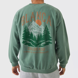 <b>Back</b> Print DTG Custom Logo Sweatshirts Men Wholesale Custom logo 350 Gsm Heavyweight High Quality Crewneck Men's Sweatshirts - Product Image 1