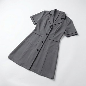 Grey Short Sleeve Lab Coat | Professional Medical <b>Nurse</b> Jacket | Contrast Trim Workwear Coat | Custom OEM Manufacturer - Product Image 1