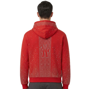 Sudaderas con cremallera completa de algodón polar con pedrería en toda la prenda, estilo oversize, diseño de cristales, logotipo personalizado, suministro al por mayor - Product Image 3