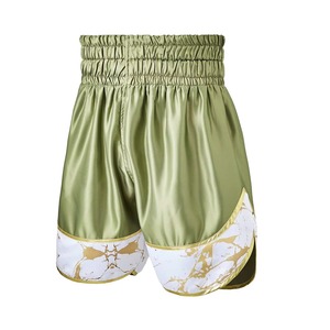 Shorts de boxe unisexes personnalisés, impression par sublimation, satin, trunks de combat, logo OEM, vêtements d'entraînement et de compétition, vente en gros, 100% polyester - Product Image 1