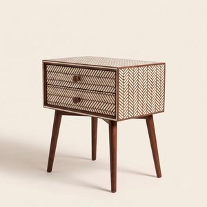 Table de chevet en bois moderne européenne, petite et étroite, avec rangement, éclairage et chargement sans fil - Product Image 4