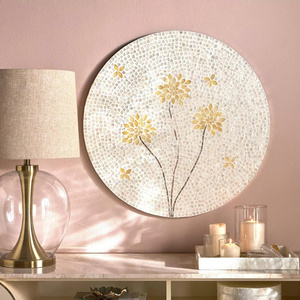 Elegant Round Mother Of Pearl <b>Wall</b> Decor Floral Pattern <b>Wall</b> Art Plate <b>Wall</b> Hanging Flower Capiz Decoration Home Accent - Product Image 4