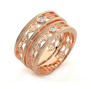 925 Sterling Silver Rose Gold Plated Filigree <b>Couple</b> <b>Rings</b> - Product Image 2