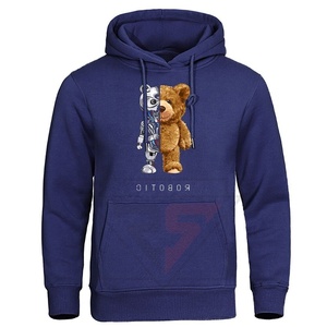 Robotic Teddy Bear Ropa para niños Moda masculina Sudaderas con capucha sueltas Sudadera de lana Bolsillo de gran tamaño para hombres - Product Image 5