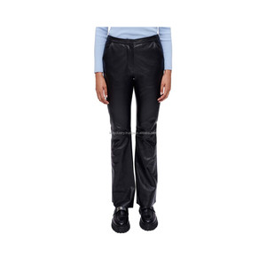 SPORTS GEARS New Arrival Winter Fashionable Solid Color Casual Lightweight PU-Coated 100% Linen High-Waist Stretchy Pants - Product Image 3