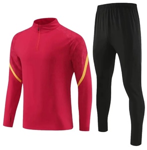 Costume épaissi à manches longues costume d'apparence uniforme pour hommes demi-fermeture éclair entraînement séchage rapide adultes jeunes portent uniforme de football vente en gros - Product Image 3