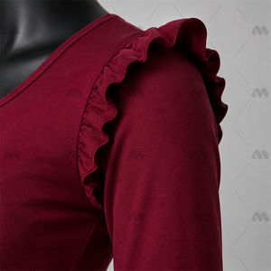 Justaucorps rouge à manches longues et volants pour femme, en Lycra, pour la danse, l'entraînement et la scène (adulte) - Product Image 4