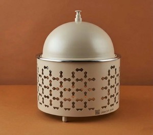 Luxury Matte Finished Casserole Stainless Steel <b>Pot</b> with Round <b>Lid</b> Laser Cutwork Hotpot for Arabic Majlis Dining Tabletop Buffet - Product Image 1