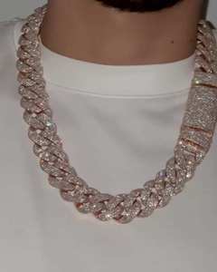 Collar de Cadena Cubana Grande Chapado en Oro con Moissanita y Diamantes de Plata 925, Joyería de Estilo Hip Hop, Ideal para Fiestas y Regalo - Product Image 6