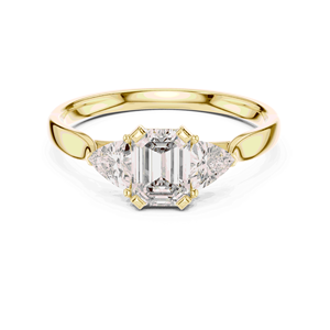 1 Karat Smaragdschliff Labor-Diamant Dreisteinring 10K 14K 18K Massivgold IGI-zertifiziert E-Farbe Feiner Schmuck Trillion-Akzent - Product Image 1