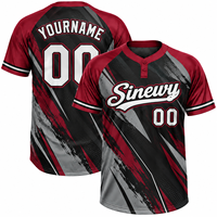 Maillot de baseball personnalisé Sinewy en polyester sublimé, anti-humidité, à manches courtes, pour homme adulte, avec nom et numéro