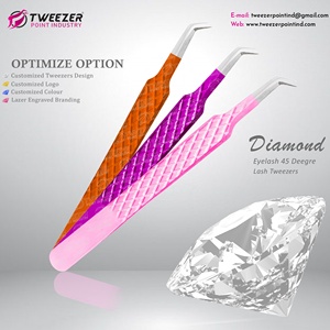 Pince à épiler à pointe de fibre de poignée de diamant de haute qualité 2D 3D 5D pince à épiler d'extension de cils avec Type de Volume de marque privée de couleur plasma - Product Image 4