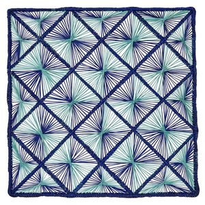 Artistic Triangle Weave Design <b>Placemat</b> Rattan <b>Square</b> Blue Teal Natural Style - Heat Resistant Dining Mat Bohemian Home Kitchen - Product Image 1