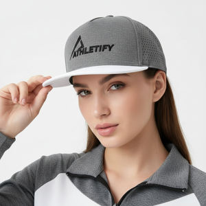 Gorra de béisbol ajustable Athletify al por mayor, con corte láser, de caparazón blando, para deportes de alto rendimiento, transpirable, con cierre a presión, para correr y entrenar, OEM - Product Image 1