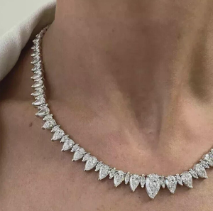 Luxury Marquise Moissanite V Shape Tennis Necklace <b>Iced</b> <b>Out</b> Statement Bridal Hip Hop Jewellery Elegant Gift - Product Image 1