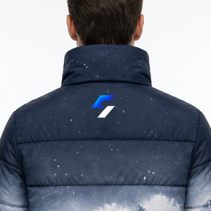 Chaqueta de Invierno para Hombre, Estampado de Montaña Nevada, Cuello Alto, Cierre de Cremallera, Resistente al Viento, Informal, Material Grueso de Poliéster - Product Image 6
