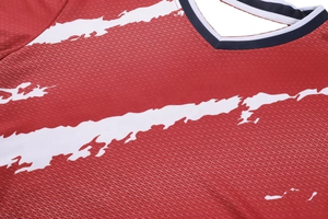 Custom Sublimated <b>Soccer</b> Jersey Set Red White Diagonal Print Men's Short Sleeve Breathable Mesh Uniform Full Kit Adult Size - Product Image 2