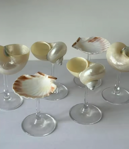 แก้วไวน์เปลือกหอยเวียดนาม งานฝีมือจากเปลือกหอยธรรมชาติ แก้วดื่มสำหรับไวน์ ค็อกเทล ของตกแต่งโต๊ะสไตล์ชายฝั่ง - Product Image 1