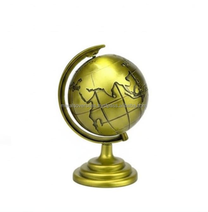 Globo Terráqueo Vintage de Metal Pequeño con Base Giratoria de PVC Antideslizante para Decoración de Escritorio en Casa u Oficina - Product Image 2