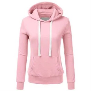 Sudadera con Capucha Rosa Unisex, Color Sólido, Manga Larga, Informal, Tejida, para Otoño, Corte Regular, con Bolsillo - Product Image 4
