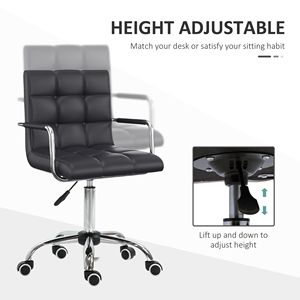 Sedia da Ufficio Ergonomica con Schienale Medio, Nera, con Ruote Girevoli, in Pelle PU, Altezza Regolabile, Design Contemporaneo, Certificata BIFMA per Dirigenti - Product Image 4
