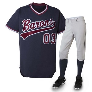 Uniforme de Béisbol Barons para Hombre, Jersey Azul Marino con Pantalones Blancos y Tacos Negros, Corte Regular, Manga Corta, Poliéster, Número 03 en la Parte Delantera - Product Image 1
