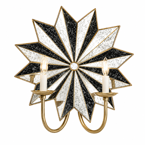 Vintage Starburst <b>Wall</b> <b>Sconce</b> two Light Decorative <b>Wall</b> Lamp Antique Glass Metal <b>Wall</b> Lighting Fixture for Luxury Home Decor - Product Image 1