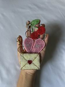 Colorful Handmade Embroidery Beaded <b>Keychain</b> Unique Bohemian Bag Charm Gift for Her - Product Image 2