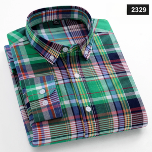 เสื้อเชิ้ตลำลองแขนยาวเข้ารูปผ้าฝ้าย100% สำหรับผู้ชายเสื้อผ้าดีไซน์เนอร์ลายสก็อตเนื้อนุ่มเทรนด์แฟชั่นใหม่ - Product Image 4