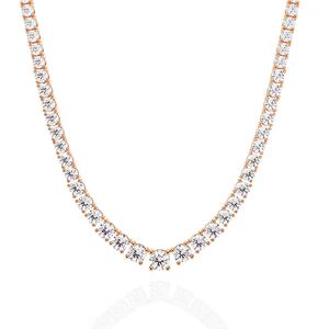 Tennis <b>Necklace</b> Graduated Round Cut Lab Grown Diamonds for Elegant Women’s Statement Diamond Jewellery 10K 14K 18K Rose Gold - Product Image 3