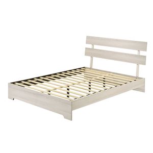 Lit plateforme rustique Queen avec sommier à lattes et tête de lit, mobilier de chambre contemporain à profil bas avec finition blanchie à la chaux, 1 cadre de lit en bois - Product Image 4