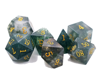 Dés en pierre de haute qualité, agate mousse, cristal naturel, pierres de guérison Reiki, pierres gravées, ensemble de dés personnalisés, cristal viking.
