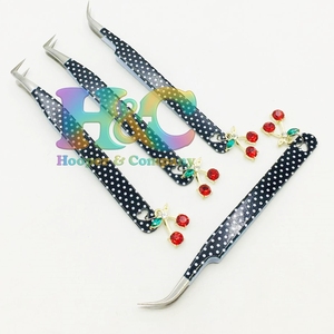 Pinzas Profesionales para Pestañas, Diseño Personalizado, Acero Inoxidable, Logotipo Personalizado, Pinzas Duraderas de Alta Calidad, Cherry Charm - Product Image 3