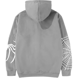 Sweat à capuche oversize en coton tricoté personnalisé avec fermeture éclair intégrale, style streetwear, broderie araignée, polaire, respirant et à séchage rapide pour homme et femme - Product Image 2