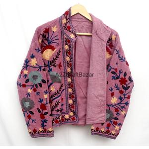 Chaqueta Bordada Suzani Vintage TNT Hecha a Mano Multicolor, Ropa de Mujer, Abrigo, Chaqueta Larga de Algodón con Bordado Suzani - Product Image 4