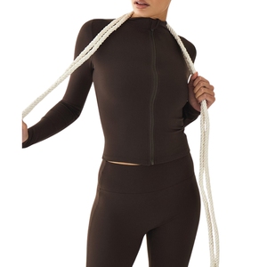 Custom Wholesale Adults Men Yoga Wear Windproof Breathable Gym Tops Fitness Running Pilates Spandex Regular Fit <b>Zip</b> Jackets - Product Image 5