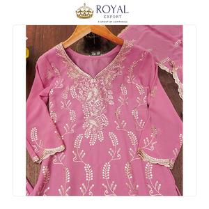Suministro Directo de Fábrica al por Mayor: Traje Sharara de Georgette Sintético Pesado con Dupatta de Georgette y Bordados, Estilo Indio - Product Image 2