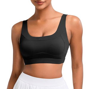 Trendy Black <b>Longline</b> Square Neck Sports <b>Bra</b> Wide Band Yoga Top High Support Factory Direct - Product Image 1