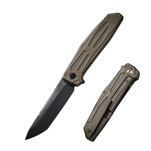 Couteaux pliants à manche métallique avec bords lisses pour les tâches de découpe générales et un rangement facile, stock commercial général pour la vente au détail - Product Image 1