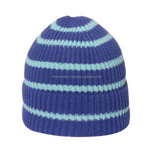 Wholesale Custom Fashion Strip <b>Beanie</b> Jacquard Knitted 100% <b>Wool</b> Adjustable Unisex Winter <b>Hats</b> - Product Image 5