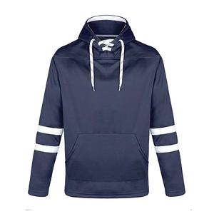 Custom Embroidered Cotton Ice Hockey Hoodie Unisex Tackle Twill Embroidery logo Patches Men Hockey Hooded Sweatshirts with Laces - Product Image 1
