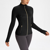 Conjunto de Yoga de Cintura Alta para Mujer, Transpirable y Ligero, Chaqueta de Yoga de 2 Piezas con Cierre Dorado Ecológico en la Parte Delantera, Sin Mangas