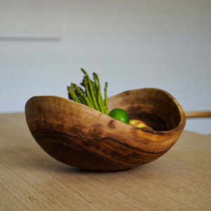 Bol en bois fait main au design minimaliste, bol de service en bois non traité pour les aliments - Product Image 4