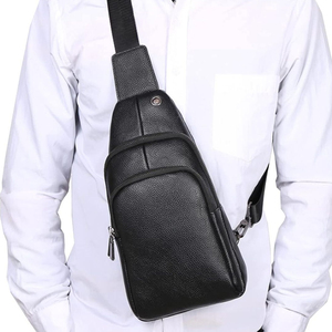 Bolso de pecho minimalista de PU, bolso de hombro con cierre de cremallera, antirrobo, uso diario, todas las estaciones, negro - Product Image 5