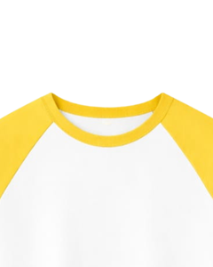Custom Yellow <b>White</b> Raglan Long Sleeve T Shirt Men Cotton Casual Contrast Crew Neck Baseball <b>Tee</b> OEM Manufacturer Supplier - Product Image 5