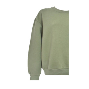 Sweat-shirt d'hiver pour femme en molleton 340g, col rond oversize, broderie sur le devant, respirant, coupe-vent, polyester/coton écologique - Product Image 6