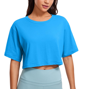 Women's Blue <b>Cropped</b> CAMIS V-neck Short Sleeve Solid Color Sweet Style Eco-Friendly Breathable <b>Sequined</b> Bow Woven Fabric <b>Top</b> - Product Image 1
