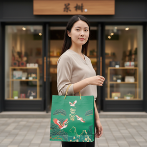 ถุงกระดาษช้อปปิ้งสีดำสุดหรู พร้อมหูหิ้ว พิมพ์ลายตามสั่ง เป็นมิตรกับสิ่งแวดล้อม รีไซเคิลได้ เหมาะสำหรับบรรจุภัณฑ์ของขวัญระดับไฮเอนด์ ตกแต่งร้านค้าปลีก - Product Image 4